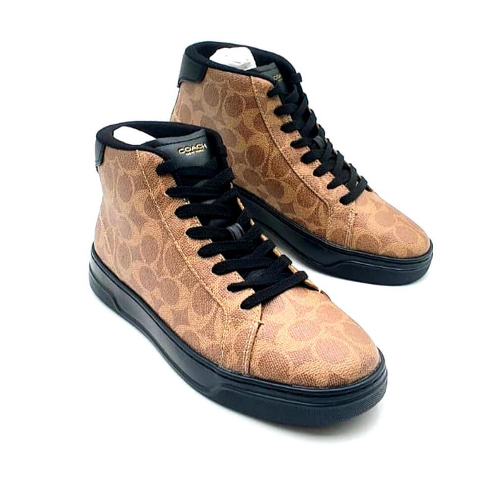 Coach High Line Sig High Top Khaki/Black Size 7.5 Sneakers Men
